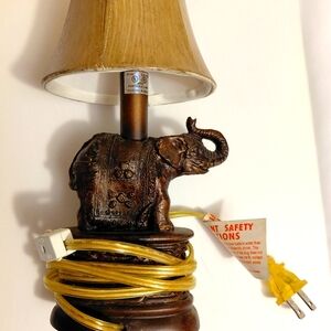 Elephant Table Lamp with Tan Shade